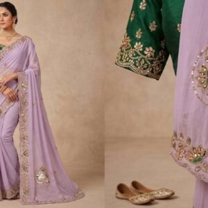 best green heavy saree