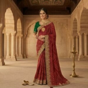 heavy green blause best saree